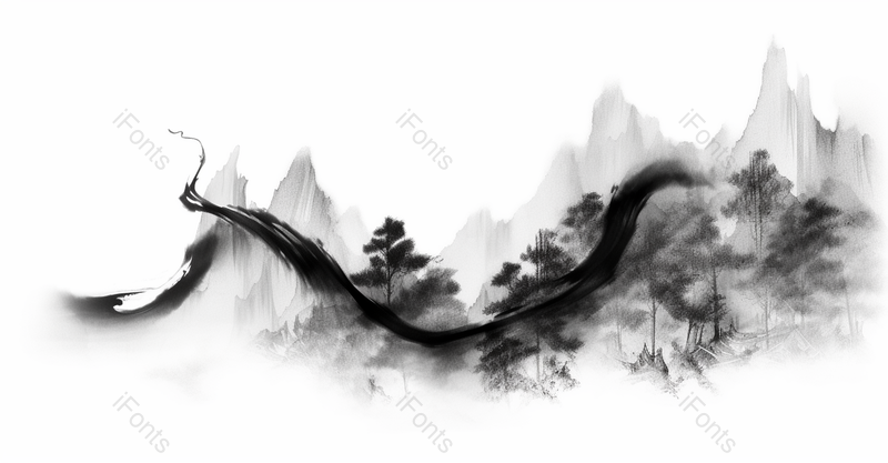 树林山峰自由流体山脉创意水墨画,插画/手绘图,插画/手绘图库,插画/手绘图下载,插画/手绘
